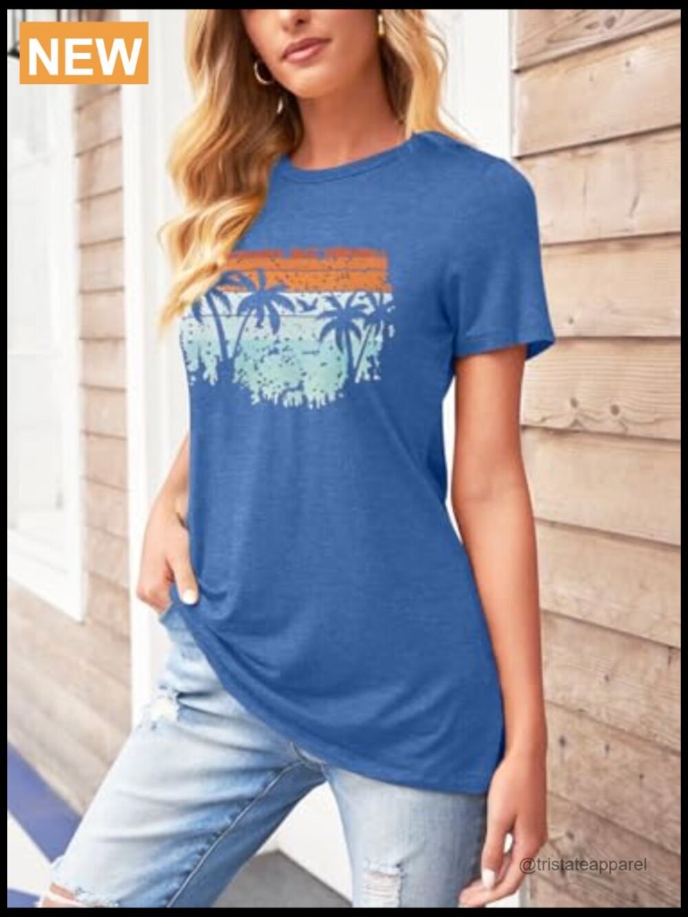 Women LA Graphic Letter Print Short Sleeve Tee Loose Casual Top - Picture 3 of 7